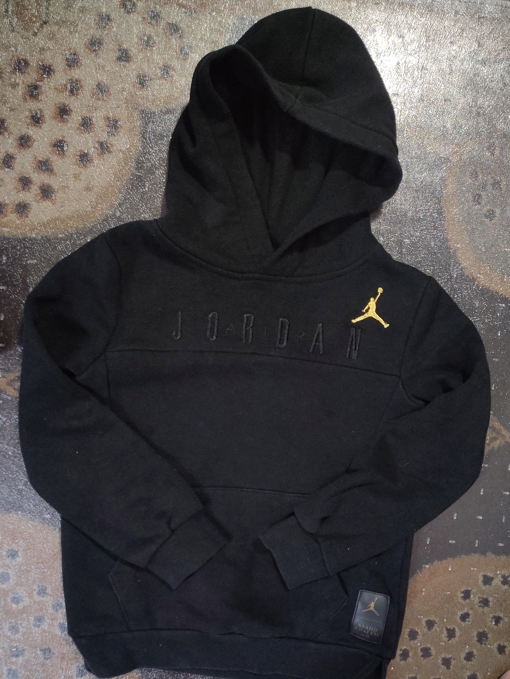 Jordan Black Hoodie with Gold Jumpman Accent4t Ashad Khalid Hoodie $45